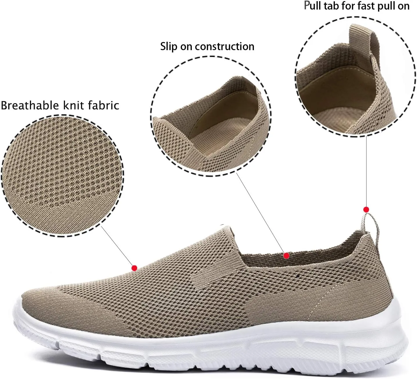 Frank Mully Men's Slip On Walking Shoes Lightweight Casual Knit Loafer Sneakers Comfortable Mesh Work Shoes Athletic Walking Shoes for Men Breathable