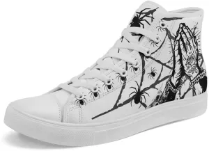 Halloween High Top Canvas Sneakers for Men Women Skull Printed Fashion Shoes Lace up Casual Walking Footwear