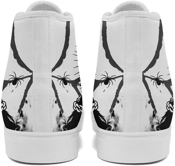 Halloween High Top Canvas Sneakers for Men Women Skull Printed Fashion Shoes Lace up Casual Walking Footwear