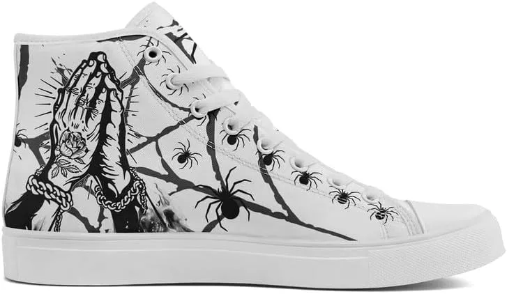 Halloween High Top Canvas Sneakers for Men Women Skull Printed Fashion Shoes Lace up Casual Walking Footwear