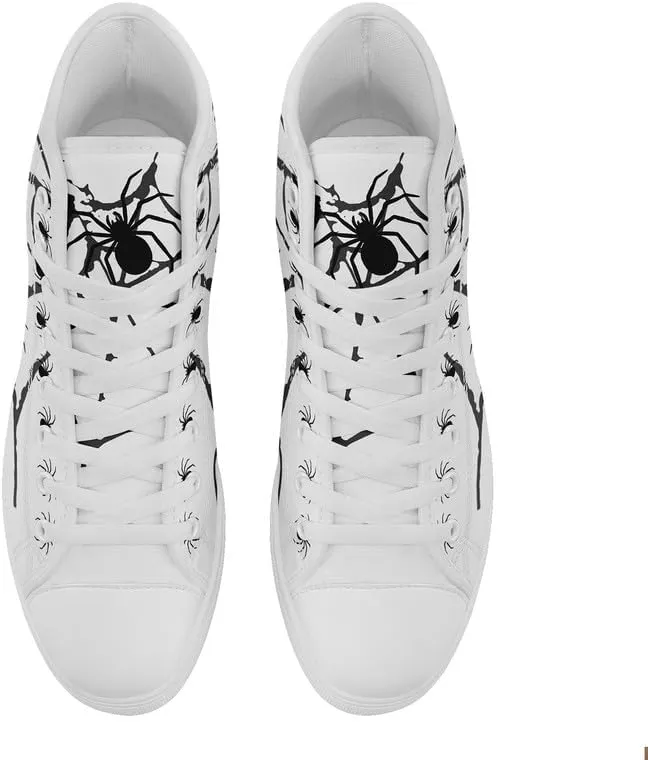 Halloween High Top Canvas Sneakers for Men Women Skull Printed Fashion Shoes Lace up Casual Walking Footwear