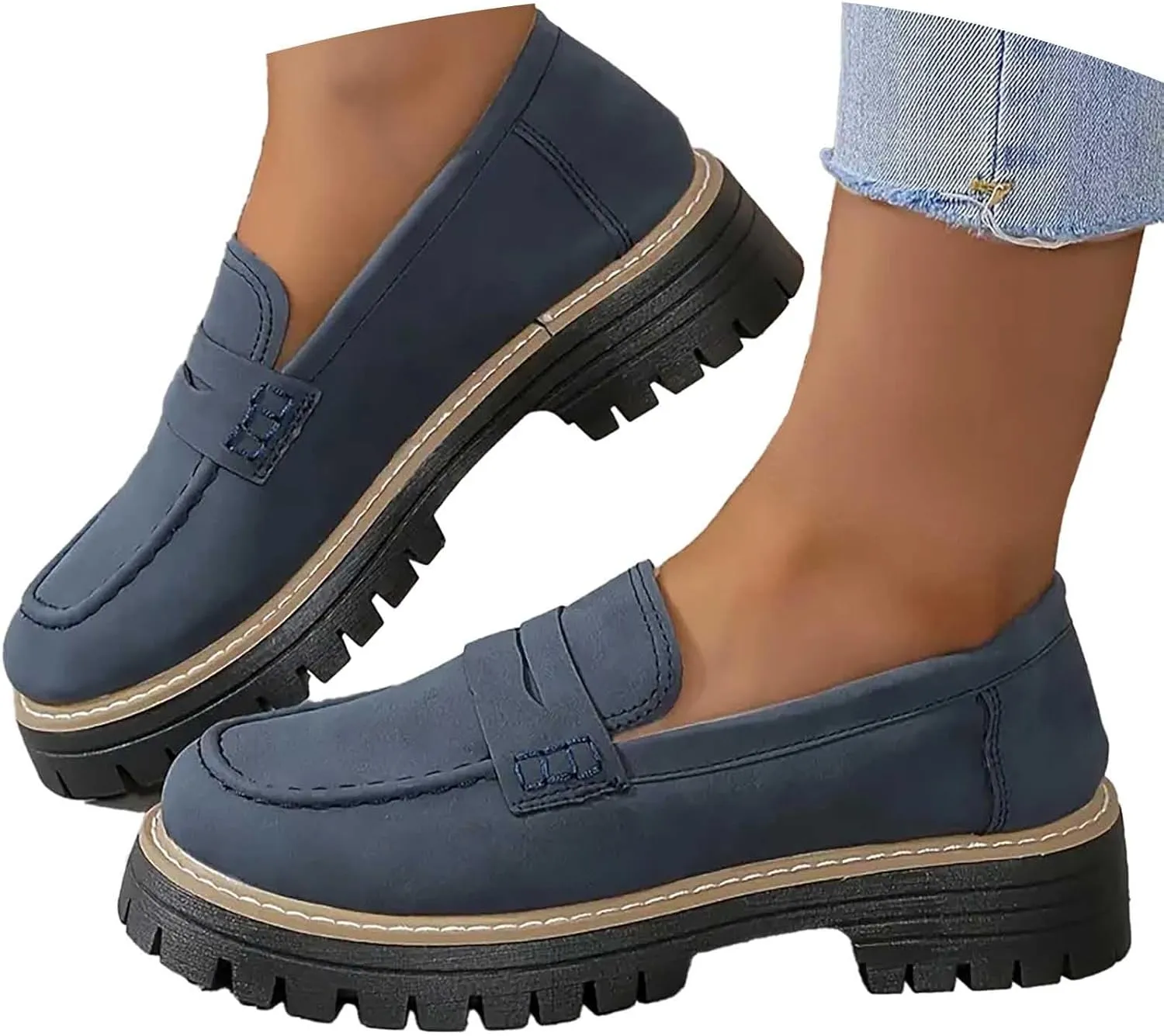 Loafers for Women Platform Slip On Loafers Dressy Business Shoe Comfortable Chunky Shoes Casual Work Shoes