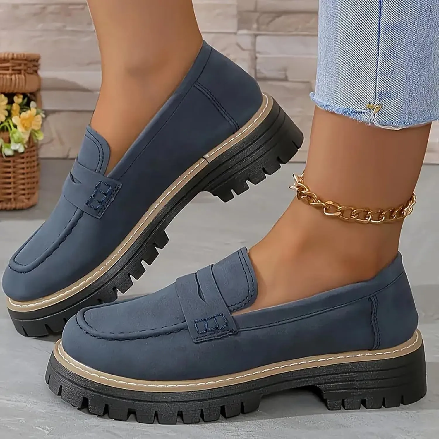 Loafers for Women Platform Slip On Loafers Dressy Business Shoe Comfortable Chunky Shoes Casual Work Shoes