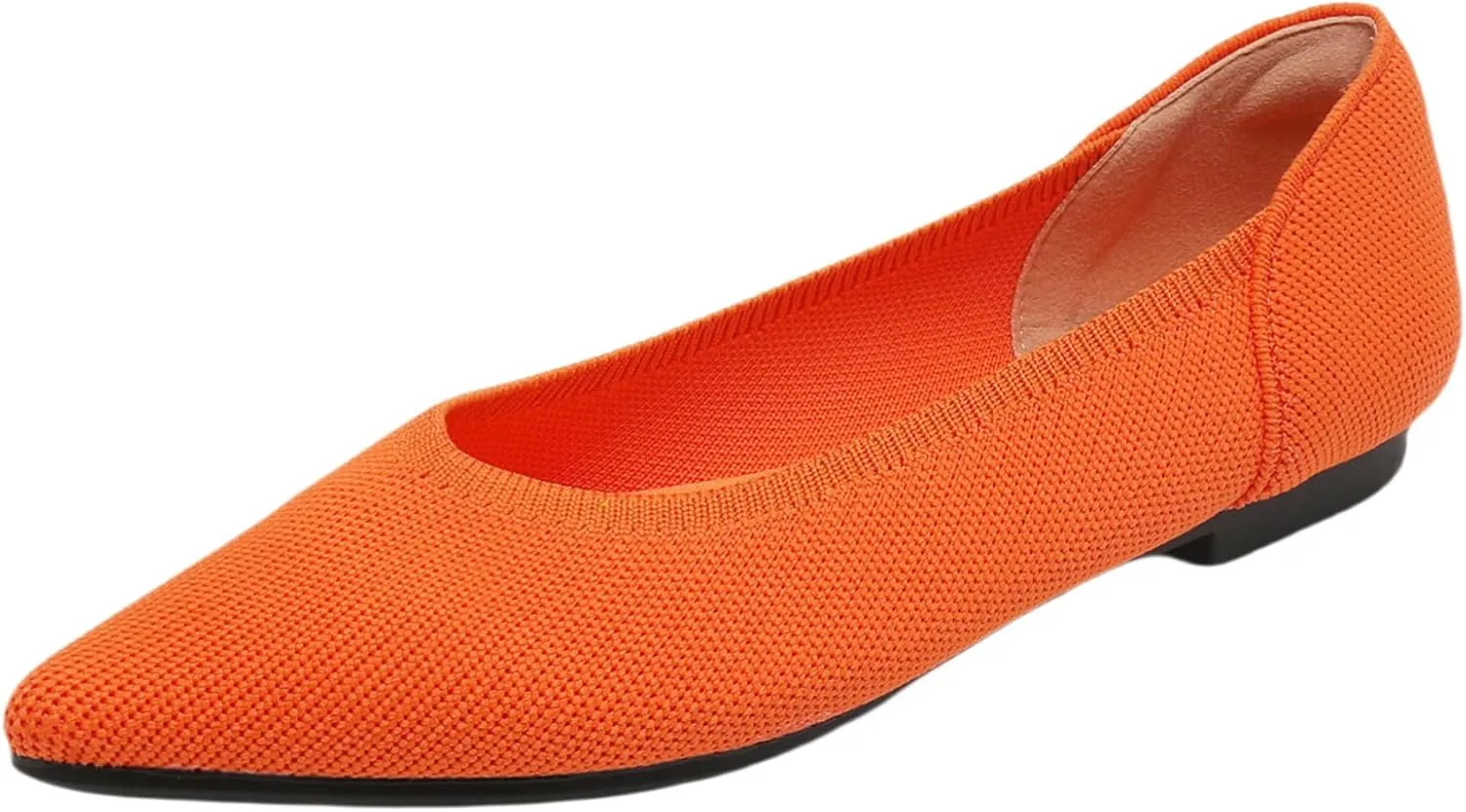 SUNROLAN Casual Ballet Flats for Women Comfortable Knitted Texture Slip on Dress Shoes Pointed-Toe Washable Ballerina Flats 088
