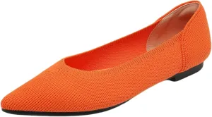 SUNROLAN Casual Ballet Flats for Women Comfortable Knitted Texture Slip on Dress Shoes Pointed-Toe Washable Ballerina Flats 088