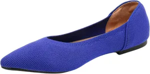 SUNROLAN Casual Ballet Flats for Women Comfortable Knitted Texture Slip on Dress Shoes Pointed-Toe Washable Ballerina Flats 088