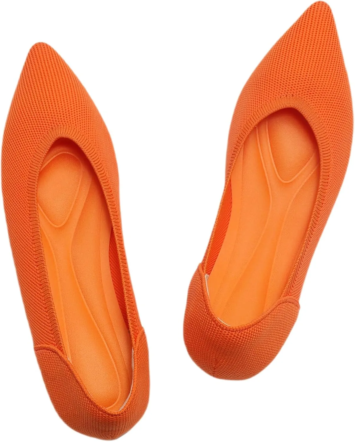 SUNROLAN Casual Ballet Flats for Women Comfortable Knitted Texture Slip on Dress Shoes Pointed-Toe Washable Ballerina Flats 088